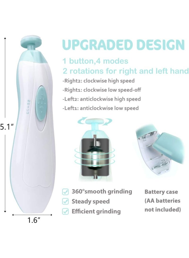 20-in-1 Electric Nail File: Safe for newborn, infant, child, and adult nail care, for manicures and nail polishing, with LED light and trimming heads. - Image 1